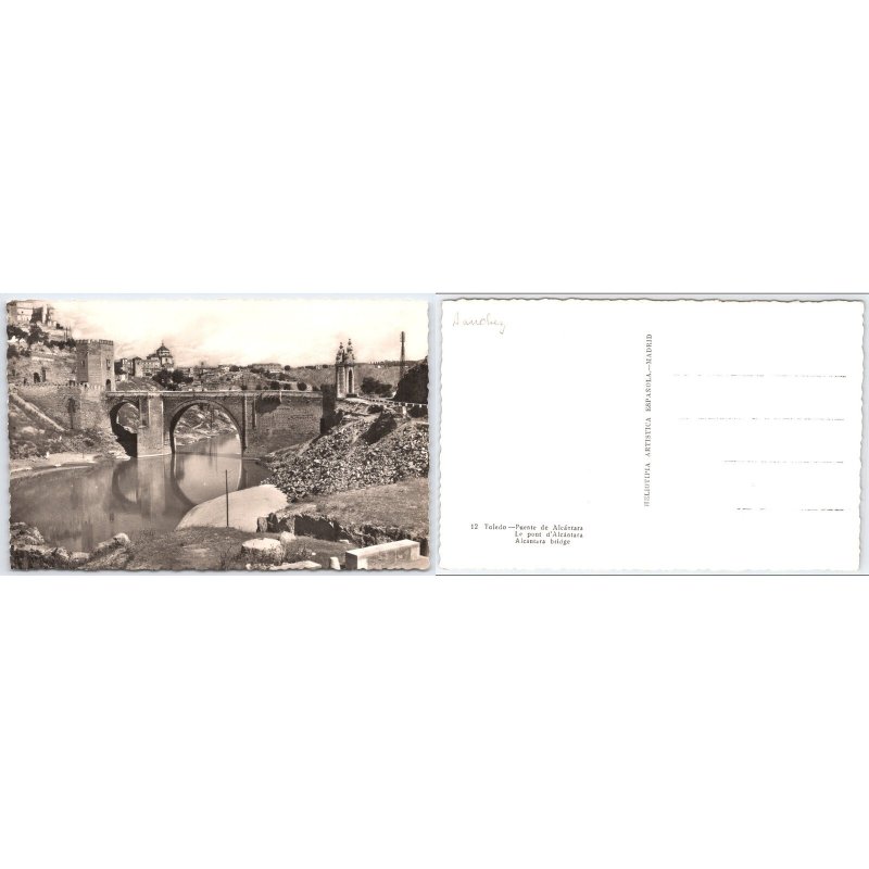 Postcard Toledo Alcántara Bridge Spain Heliotypia Artistica Española