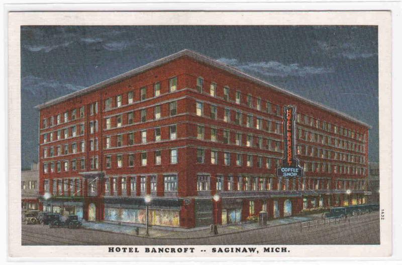 Hotel Bancroft Saginaw Michigan 1938 postcard