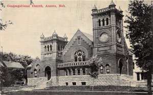 J39/ Aurora Nebraska Postcard c1910 Congregational Church  200