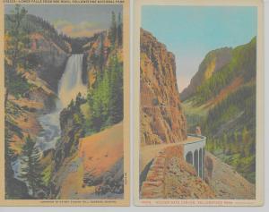 6 Yellowstone National Park Wyoming scenic views some linen antique pc (Z8703)