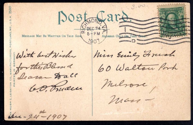 Virginia RICHMOND Old St. Paul's Church Pub Hugh C. Leighton Co. pm1907 - DB