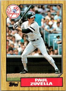 1987 Topps Baseball Card Paul Zuvella New York Yankees sk2328