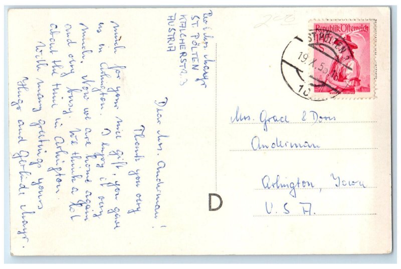 1955 Saint Polten N.O. Lower Austria Austria RPPC Photo Vintage Posted Postcard