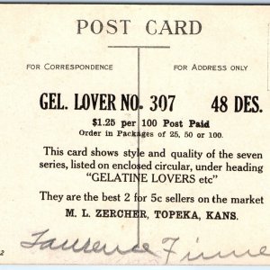 c1910s Topeka, KS Gelatines Lover Sample Gel Postcard Cute Lovely Girl Dream A71