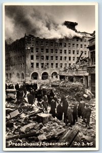 Hamburg Germany Postcard Press House/Speersort 1945 Vintage WWII RPPC Photo