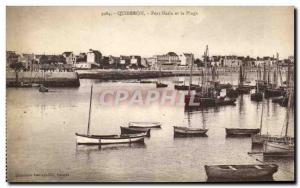 Old Postcard Quiberon Port Maria Beach and Boat