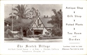 Glendale California Scotch Village Antiques, Gifts c1930-50s Vintage Postcard