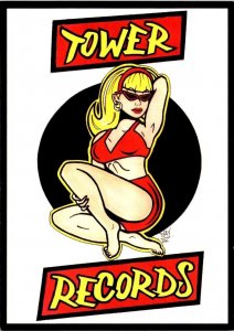 Tower Records Advertising  PIN-UP GIRL~BATHING BEAUTY  Artist~Tjay  4X6 Postcard