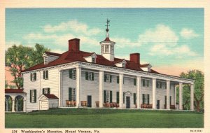 Vintage Postcard Washington's Mansion Home Potomac Shore Mount Vernon Virginia