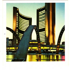 City Hall, Small 3 X 3 inch Plastichrome Card, Toronto, Ontario