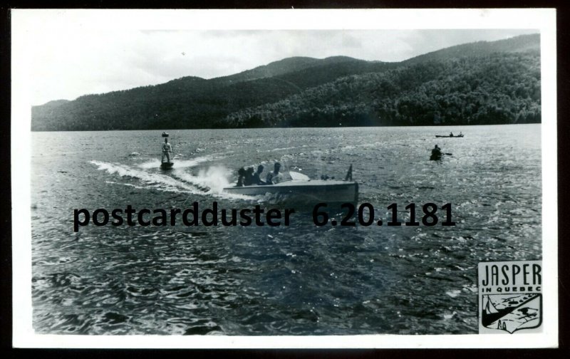 1181 - JASPER IN QUEBEC 1955 Lake Water Sport. Boating. Real Photo Postcard