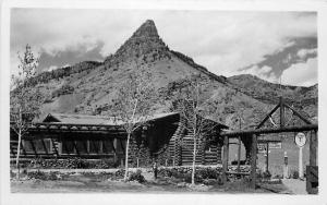 1930s Western Log Cabin Texaco Gas Station Gravity Pumps Roadside RPPC Postcard 