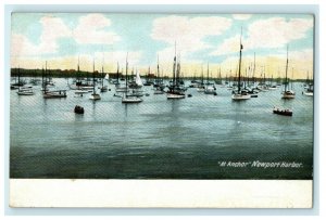 1905 At Anchor, Newport Harbor, Newport, Rhode Island RI Postcard 