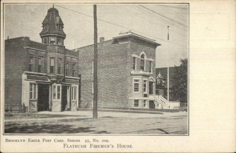 Brooklyn NY Eagle Series - Flatbush Fire House Station c1905 Postcard