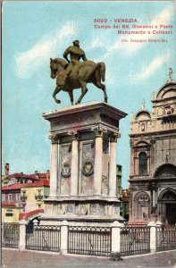 Vtg Venezia Italy Venice Campo del SS. Giovanni e Paola Monumento 1910s Postcard