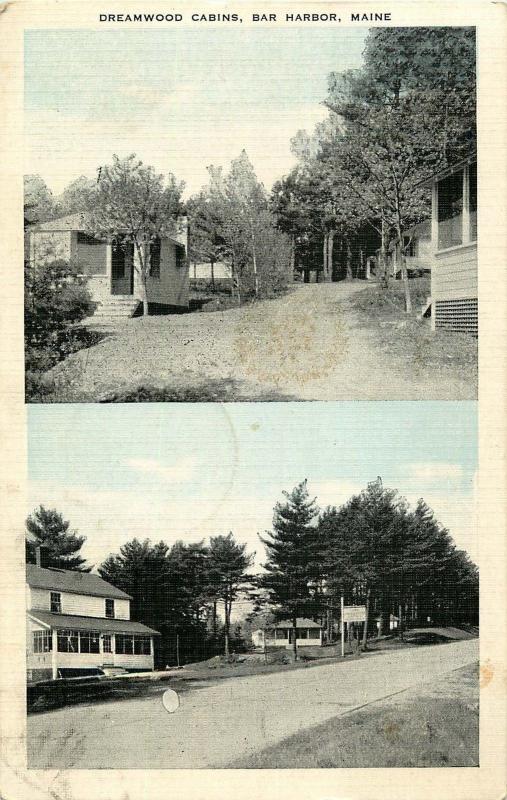 1939 POSTCARD DREAMWOOD CABINS BAR HARBOR MAINE ME