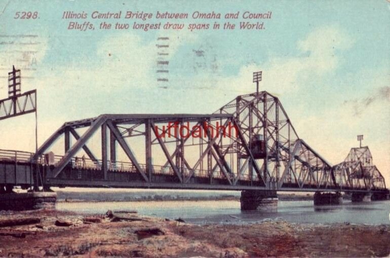 ILLINOIS CENTRAL BRIDGE BETWEEN OMAHA AND COUNCIL BLUFFS 1914