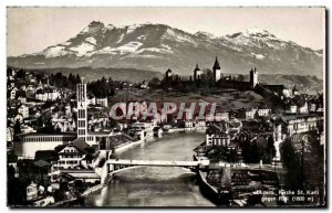 Old Postcard Luzern Kirckhe St Karli Gegen Rigi