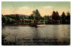 1911 Steamer Willow Dale at Lake View, near Lowell, MA Postcard