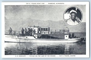 Warroad Minnesota MN Postcard S.S. Resolute Plying Lake Woods Boat Line c1940
