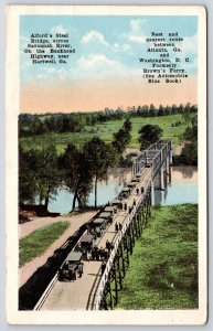 Alford's Steel Bridge Across Savannah River Hartwell Georgia GA Grounds Postcard