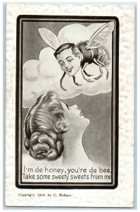 1911 Woman I'm De Honey You're De Bee Fellows California CA Embossed Postcard