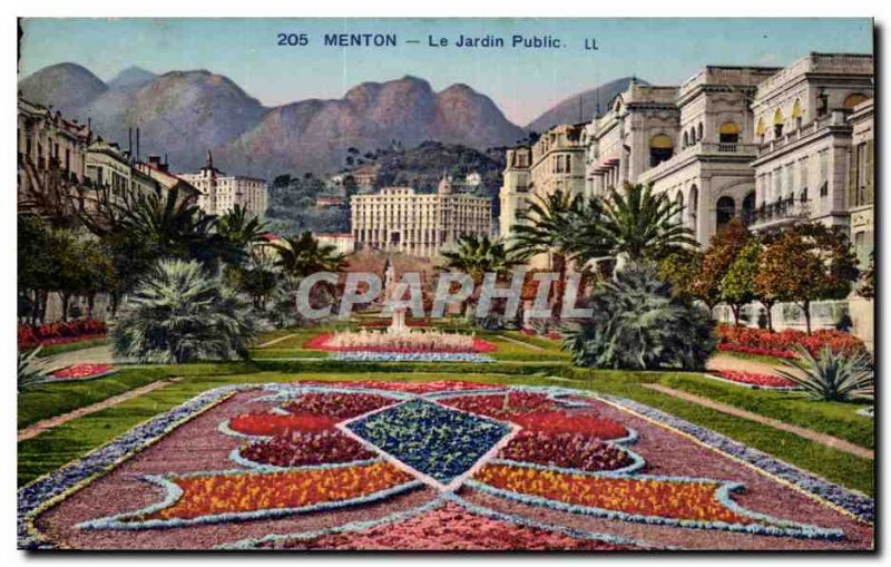 Menton Old Postcard The public garden