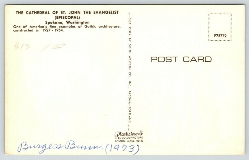 Spokane WA~St John The Evangelist Episcopal Cathedral~Gothic Architecture~1973