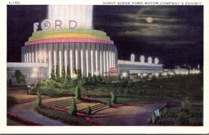 1933 Chicago World's Fair Night Scene Ford Motor Company Exhibit