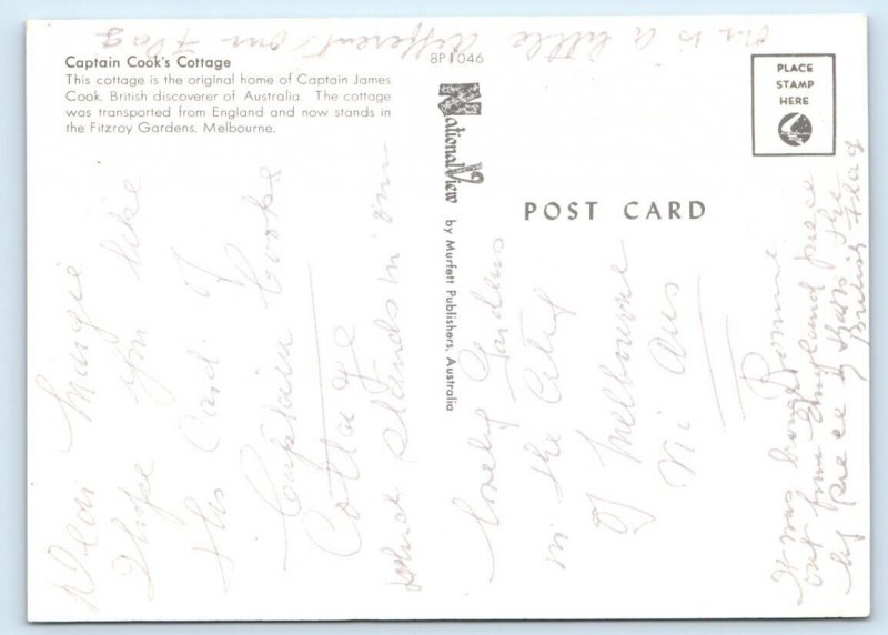 Captain Cook's Cottage MELBOURNE Australia 4x6 Postcard