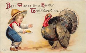 Thanksgiving, Ellen H Clapsaddle Postcard 1908 light corner wear, light posta...