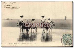 Old Postcard Donkey Mule Berck Beach Promenade a anes