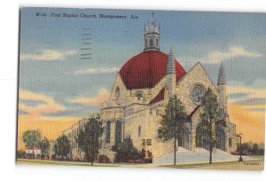 Montgomery Alabama AL Postcard 1948 First Baptist Church