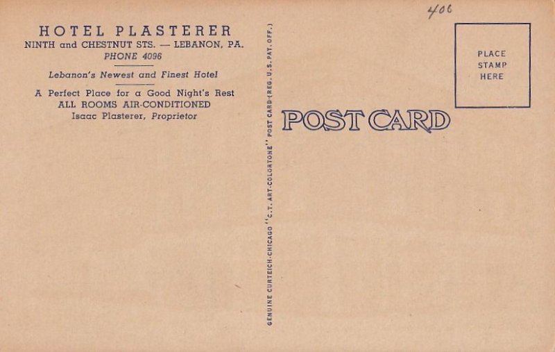 Postcard Hotel Plasterer Lebanon PA