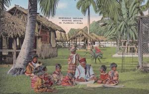 Seminole Indians making Boats in Florida - Linen