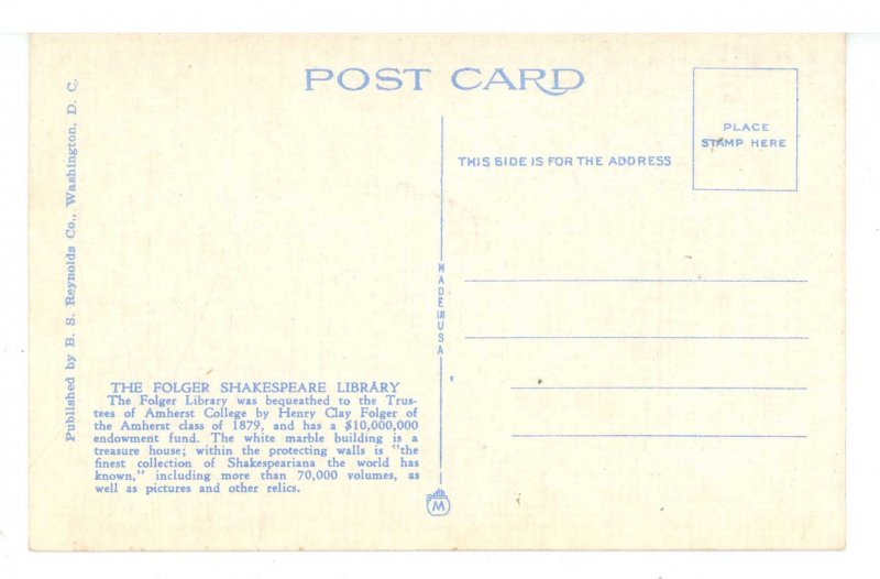 DC - Washington. The Folger Shakespeare Library