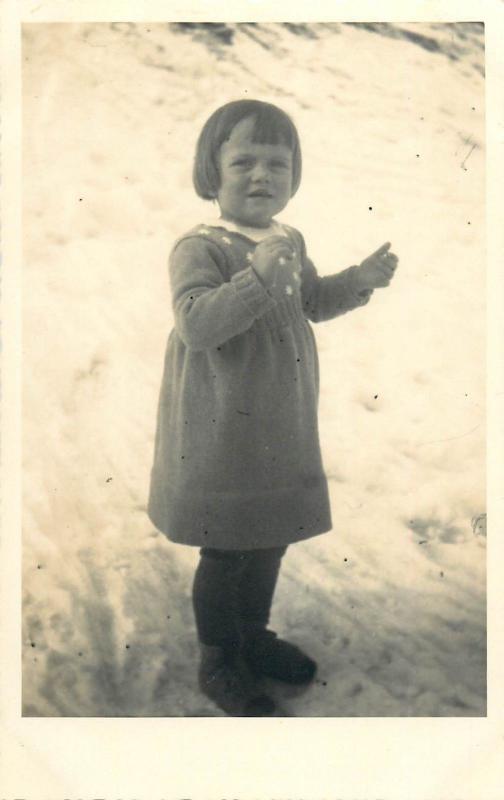 Little girl snapshot children topic real photo postcard