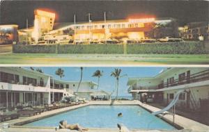 Miami Beach Florida~Heathwood Resort Motel~Night Lights~Pool~1980s Postcard