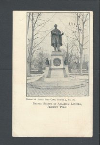 1907 Bklyn NY Bronze Statue Of Lincoln Built In 1870 In Prospect Park UBD