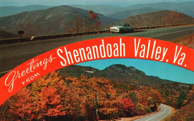 Vintage Postcard Greetings From Shenandoah Valley From Skyline Drive Virginia VA 