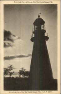 Ste. Marthe de Gaspe Quebec Lighthouse in Evening Postcard