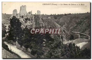 Creuse Crozant Old Postcard The ruins of the castle and Route