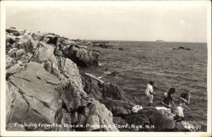 Rye NH New Hampshire Parsons Pt Fishing c1930-50s Real Photo Vintage Postcard