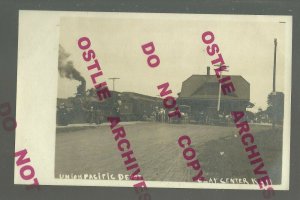 Clay Center KANSAS RPPC c1910 DEPOT Train Station UP RR Union Pacific Railroad