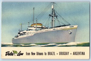 Argentina Postcard Delta Line from New Orleans to Brazil c1930's Vintage
