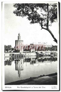 Old Postcard Sevilla Rio Guadalquivir Y Torre Del Oro