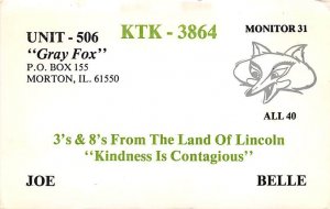 KTK3864 Morton, Ill, USA QSL Non Postcard Backing 