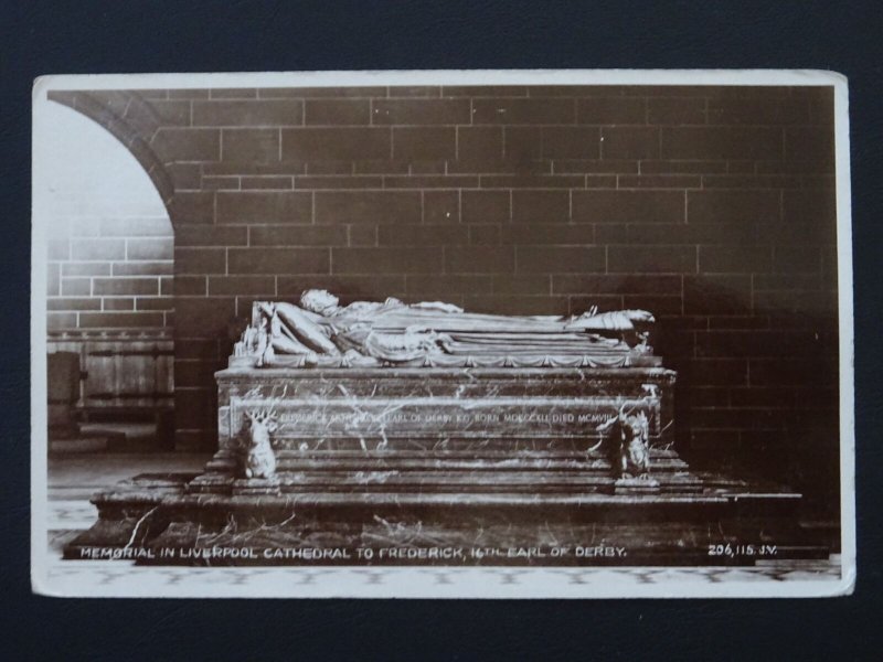 Merseyside LIVERPOOL CATHEDRAL Memorial to Frederick 16th c1920s RP Postcard