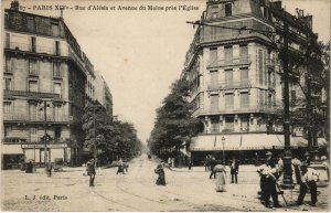 CPA PARIS 14e - Rue d'Alésia et Avenue du Maine prés l'Église (56475)