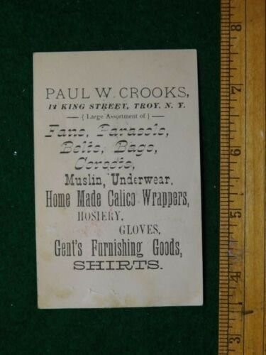 1870s-80s Paul W Crooks, Troy, NY Home Made Calico Wrappers Victorian Card F22 